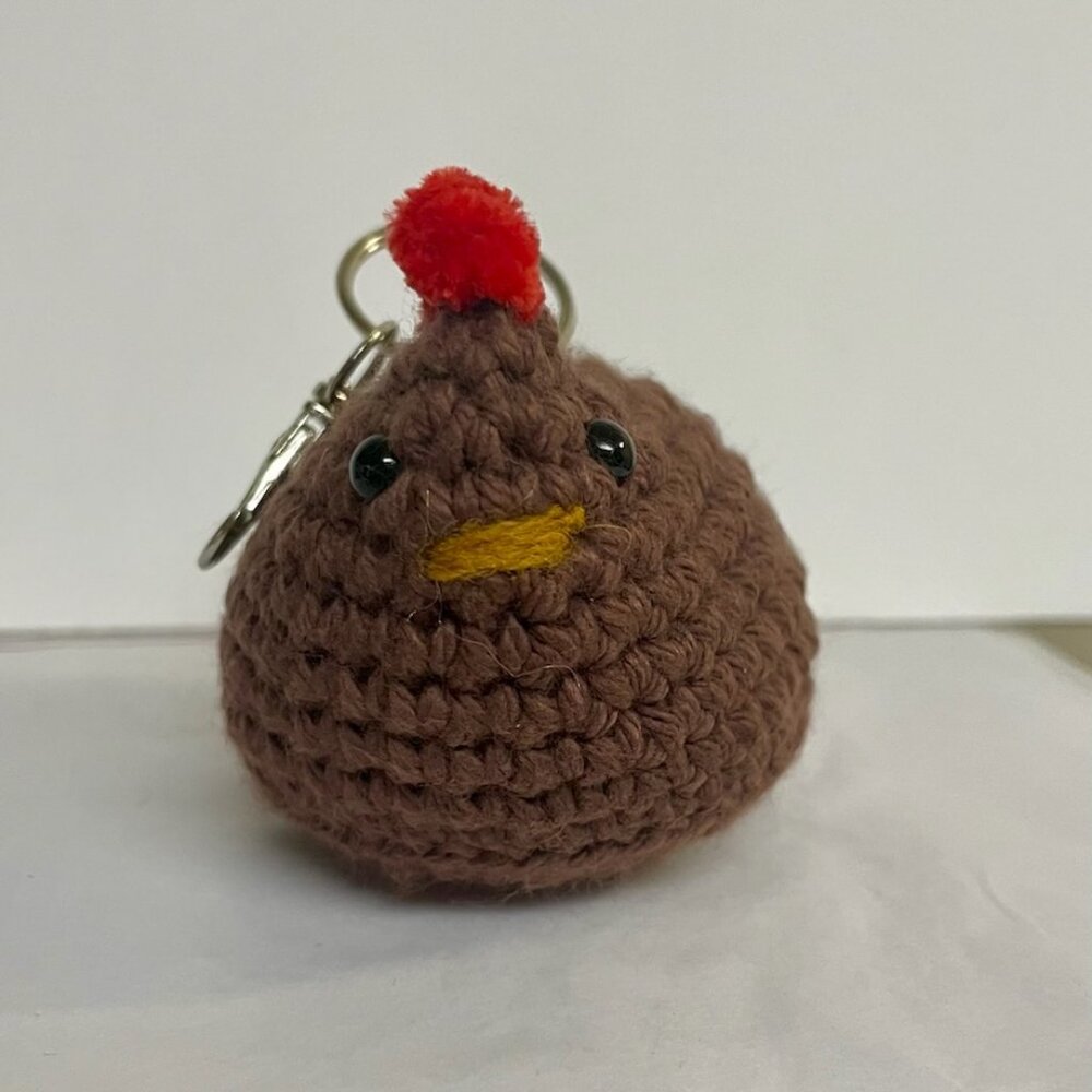 Crochet Brown Chicken Bag Charm/Keychain - Picture 2 of 2